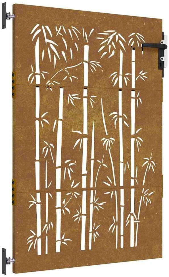 Sodo vartai, 85x125cm, corten plienas, bambuko dizaino