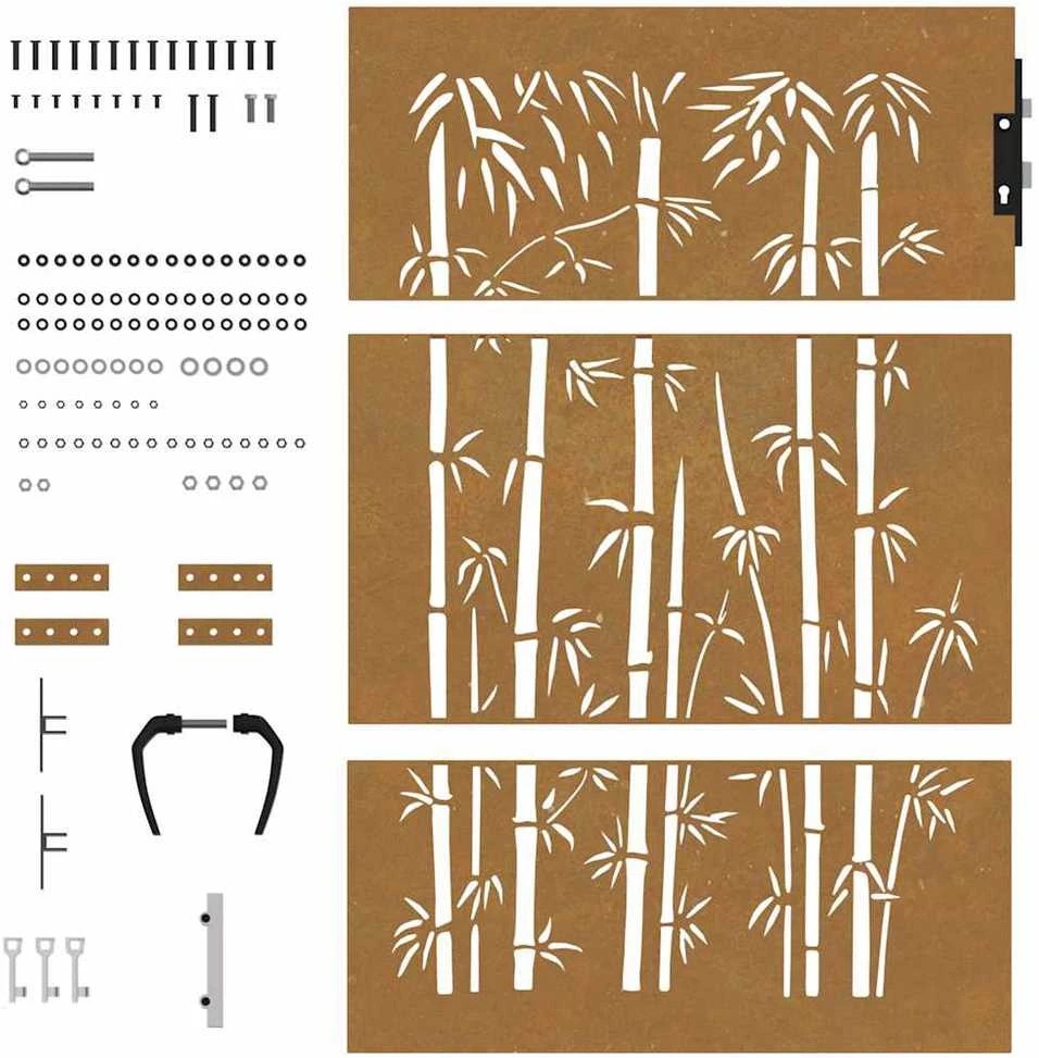 Sodo vartai, 85x125cm, corten plienas, bambuko dizaino