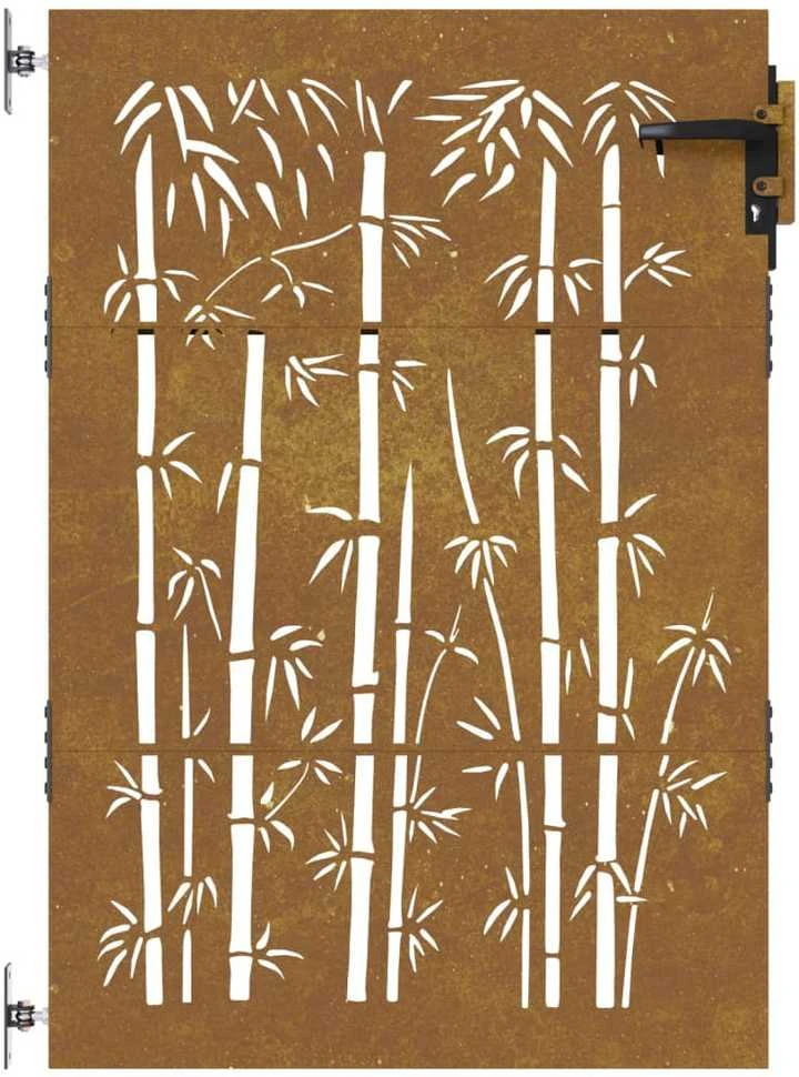 Sodo vartai, 85x125cm, corten plienas, bambuko dizaino