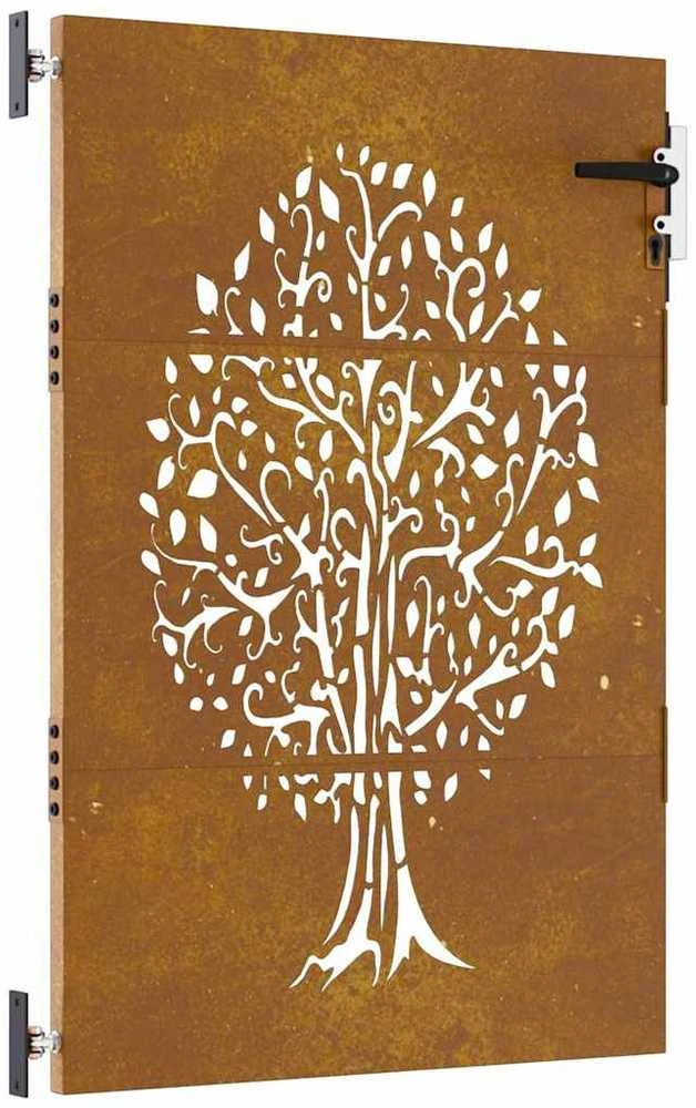 Sodo vartai, 85x125cm, corten plienas, medžio dizaino