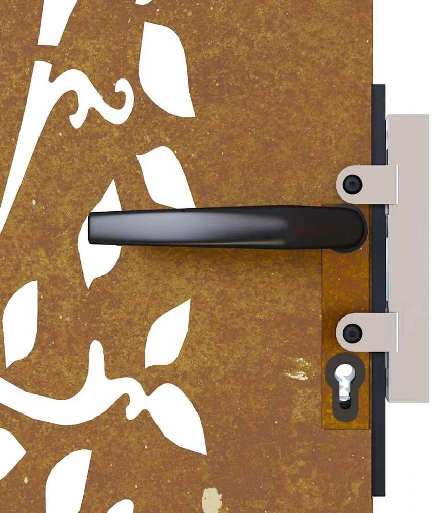 Sodo vartai, 85x125cm, corten plienas, medžio dizaino