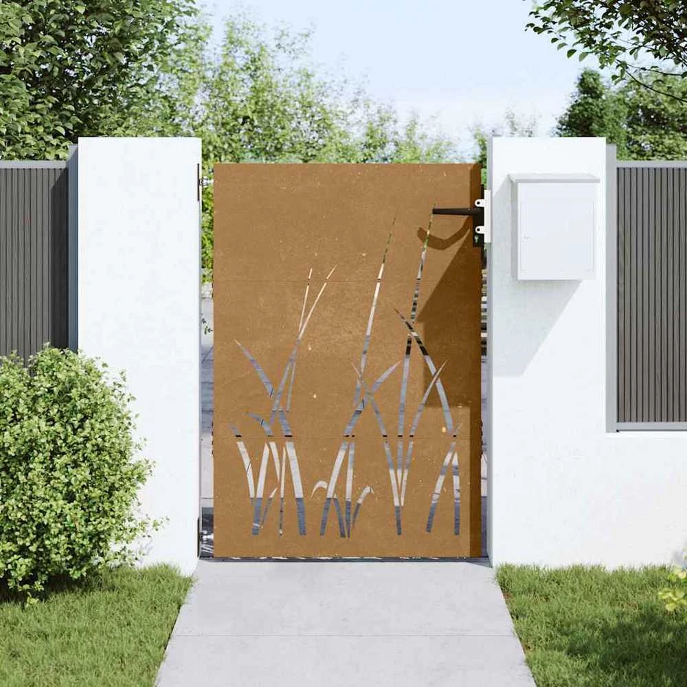 Sodo vartai, 85x125cm, corten plienas, žolės dizaino