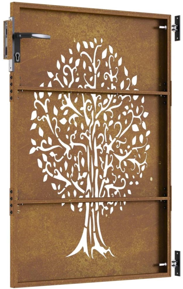 Sodo vartai, 85x150cm, corten plienas, medžio dizaino