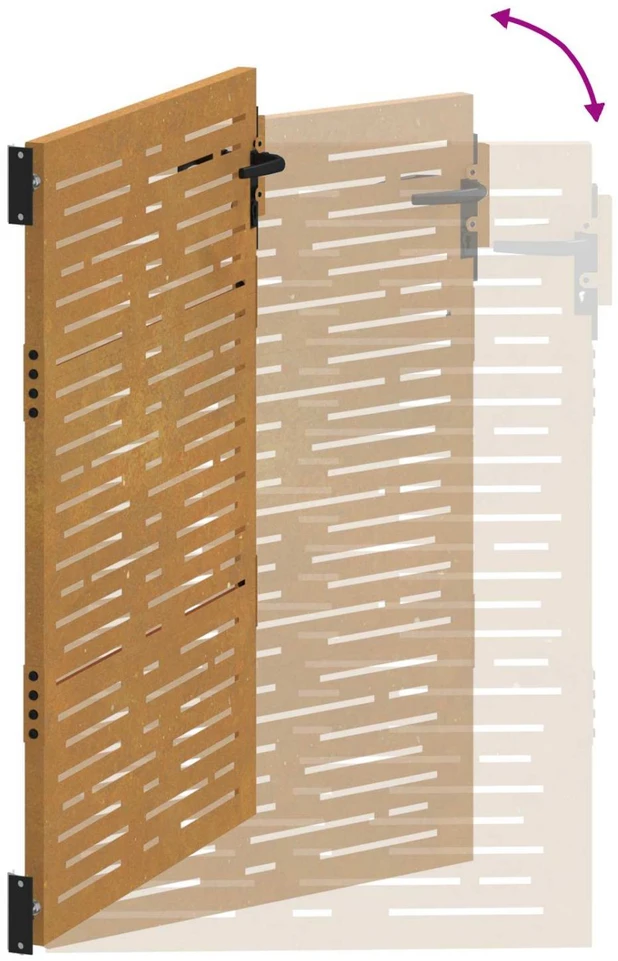 Sodo vartai, 85x150cm, corten plienas, kvadratų dizaino