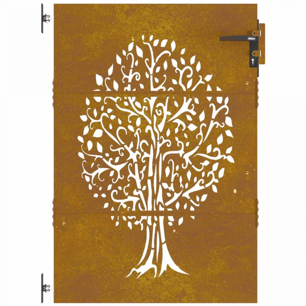 Sodo vartai, 85x150cm, corten plienas, medžio dizaino