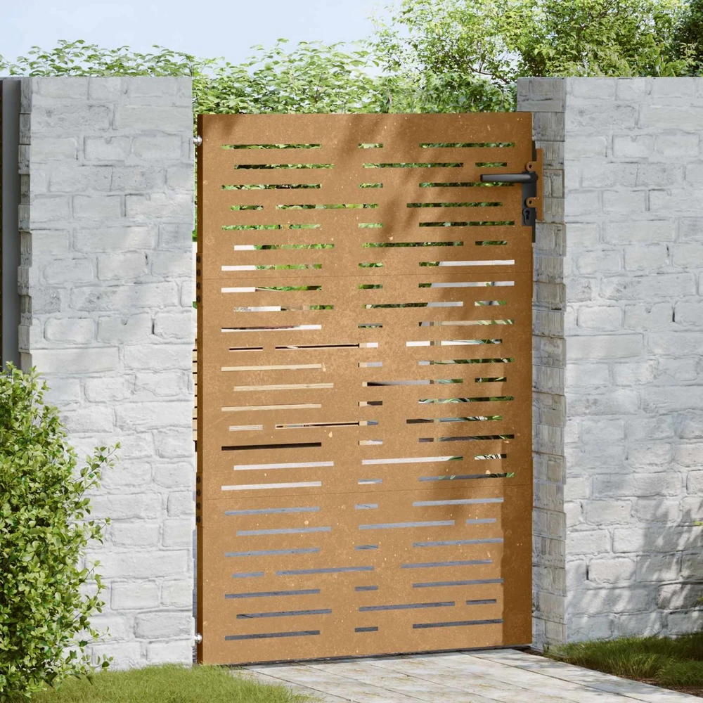 Sodo vartai, 85x150cm, corten plienas, kvadratų dizaino