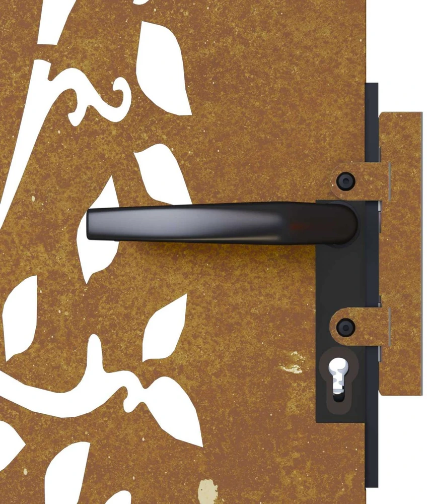 Sodo vartai, 85x150cm, corten plienas, medžio dizaino