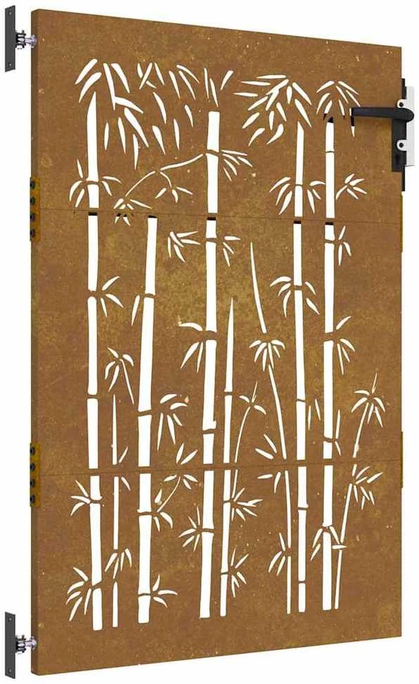 Sodo vartai, 85x150cm, corten plienas, bambuko dizaino