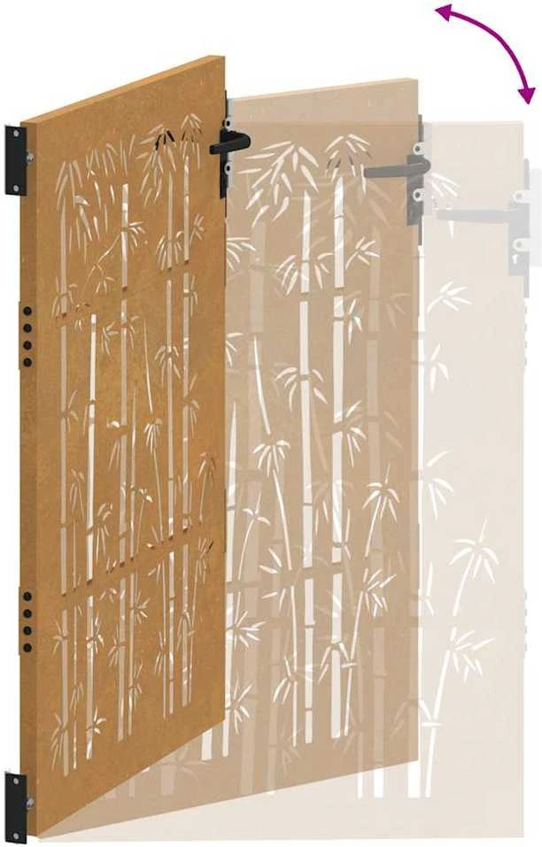 Sodo vartai, 85x150cm, corten plienas, bambuko dizaino