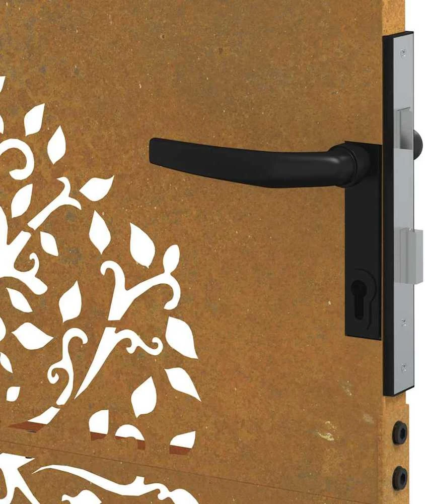Sodo vartai, 85x150cm, corten plienas, medžio dizaino