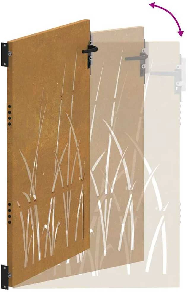 Sodo vartai, 85x150cm, corten plienas, žolės dizaino