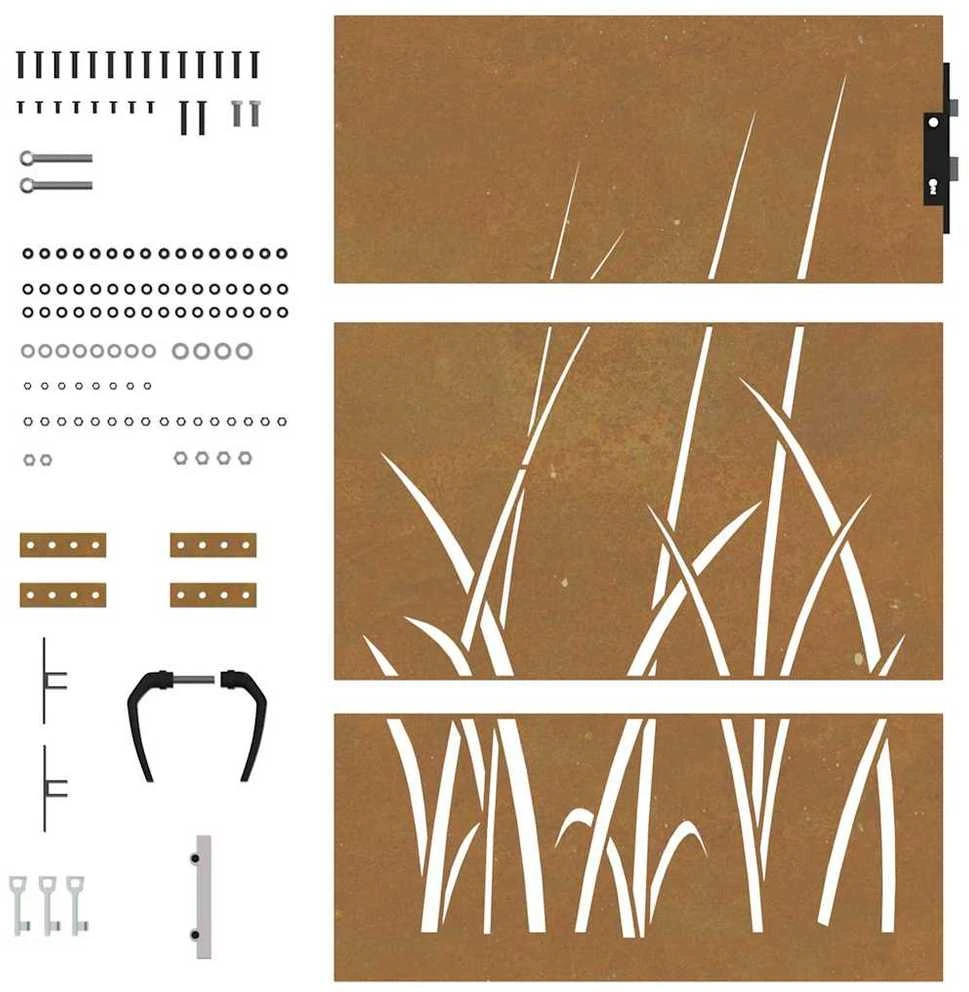 Sodo vartai, 85x150cm, corten plienas, žolės dizaino