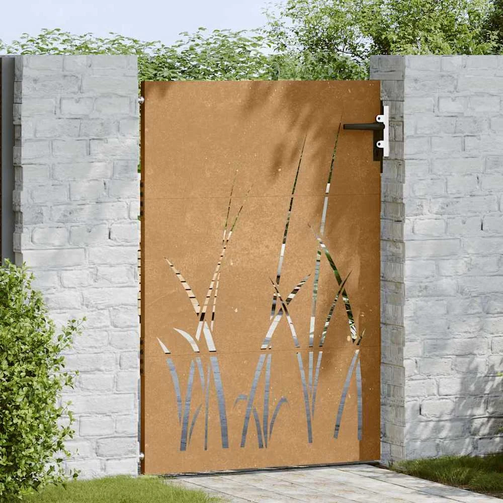 Sodo vartai, 85x150cm, corten plienas, žolės dizaino