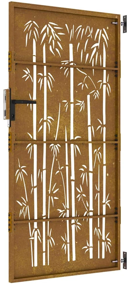 Sodo vartai, 85x175cm, corten plienas, bambuko dizaino
