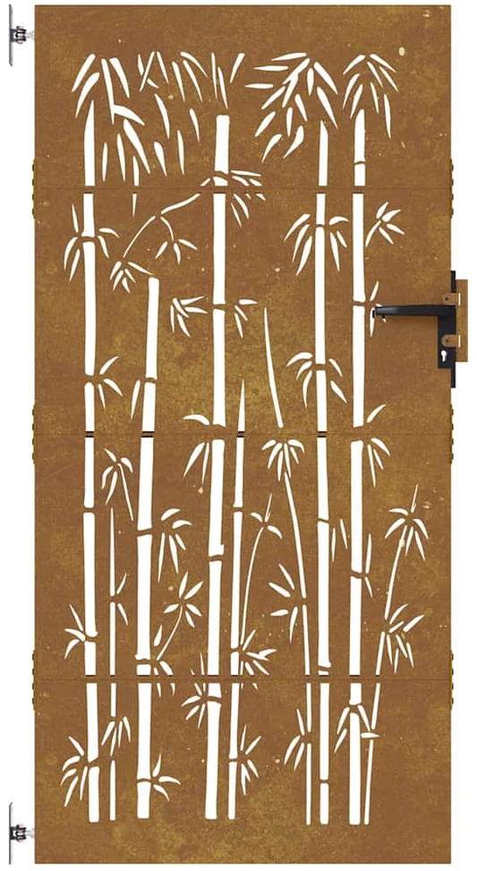 Sodo vartai, 85x175cm, corten plienas, bambuko dizaino