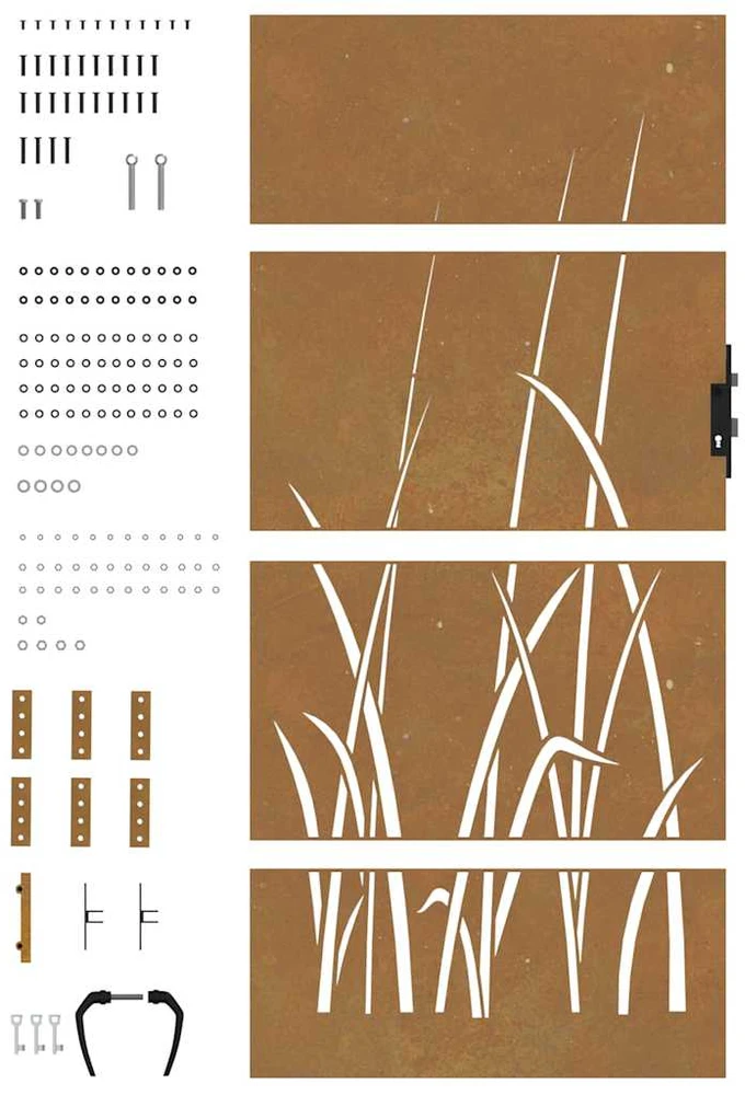 Sodo vartai, 85x175cm, corten plienas, žolės dizaino