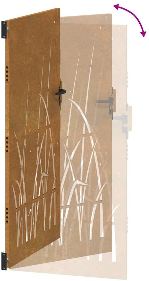 Sodo vartai, 85x175cm, corten plienas, žolės dizaino