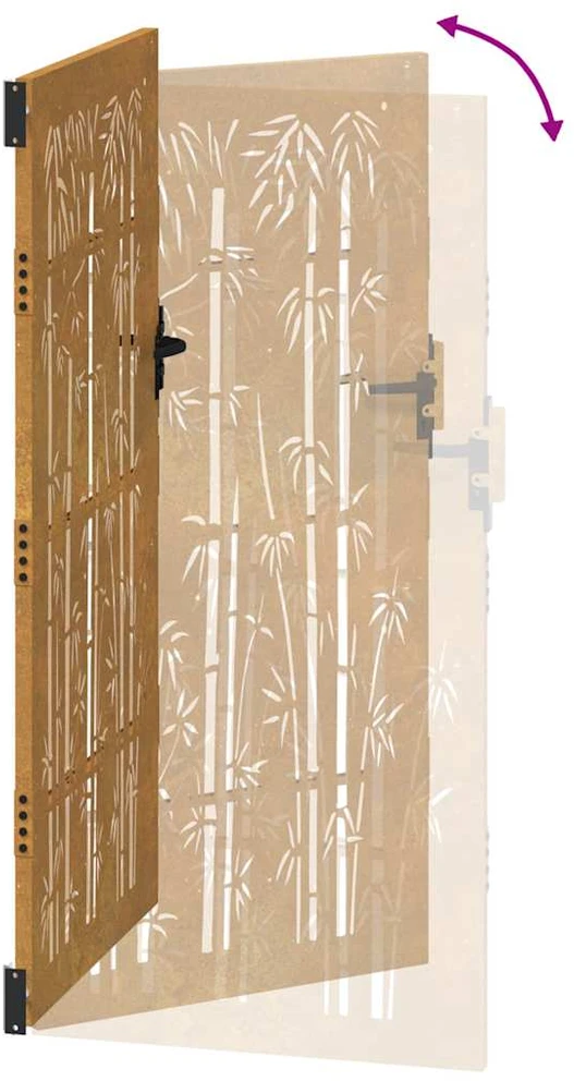 Sodo vartai, 85x175cm, corten plienas, bambuko dizaino