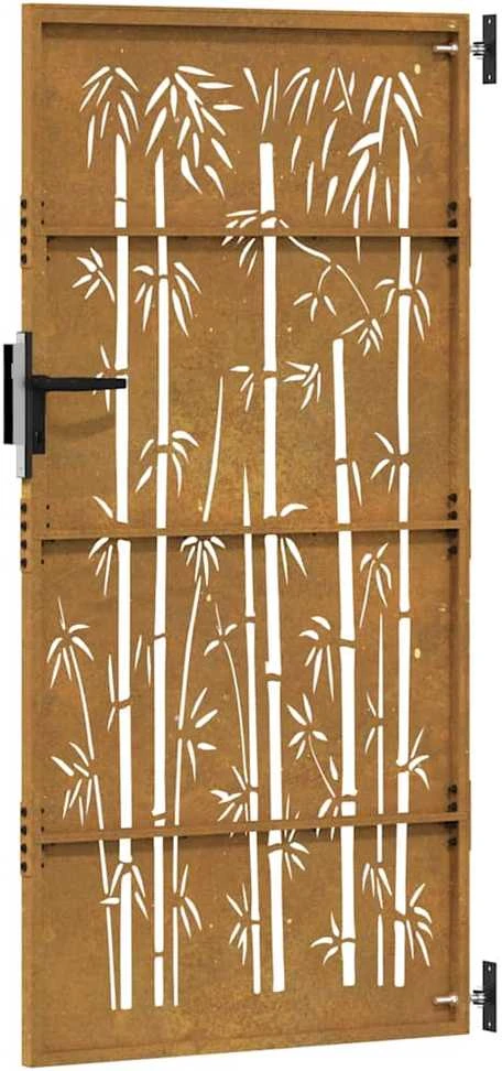 Sodo vartai, 85x175cm, corten plienas, bambuko dizaino