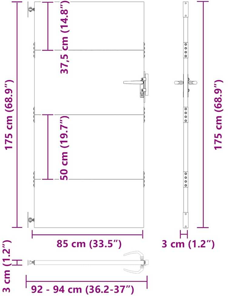 Sodo vartai, 85x175cm, corten plienas