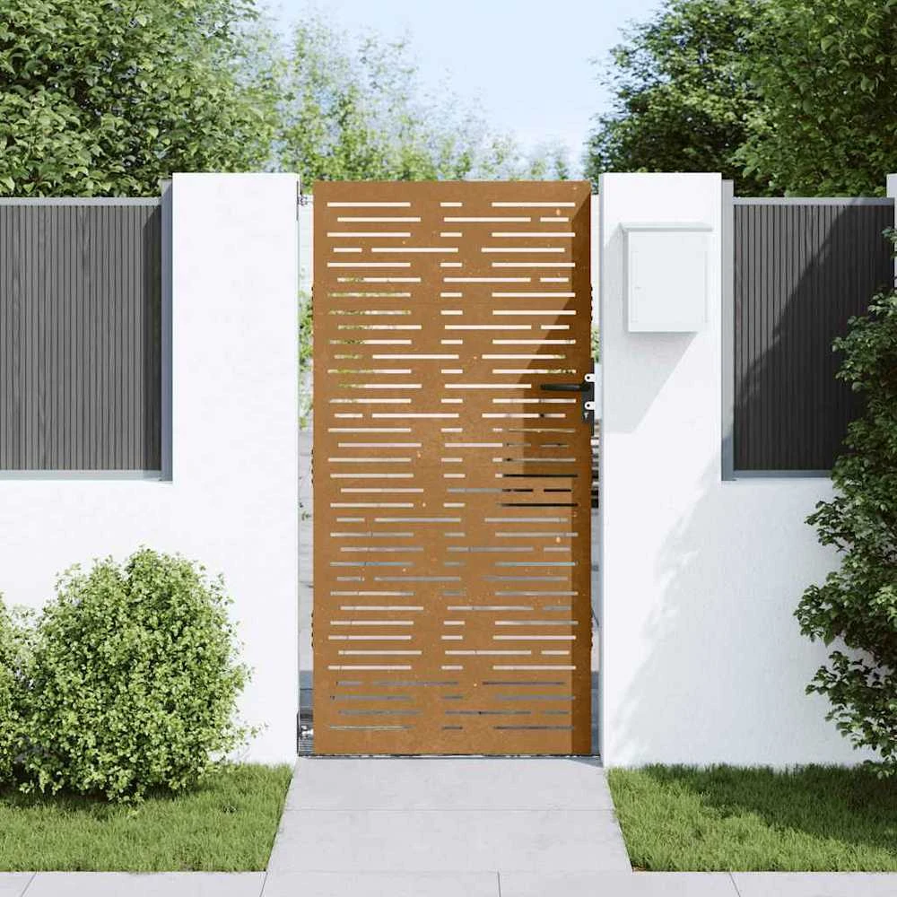 Sodo vartai, 85x175cm, corten plienas, kvadratų dizaino