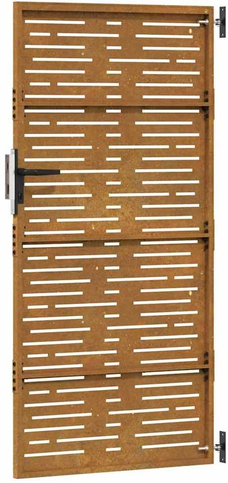 Sodo vartai, 85x175cm, corten plienas, kvadratų dizaino
