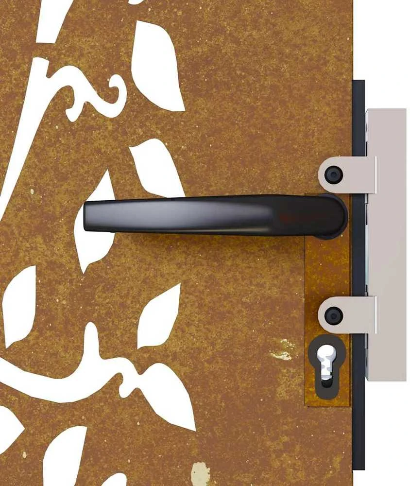 Sodo vartai, 85x175cm, corten plienas, medžio dizaino
