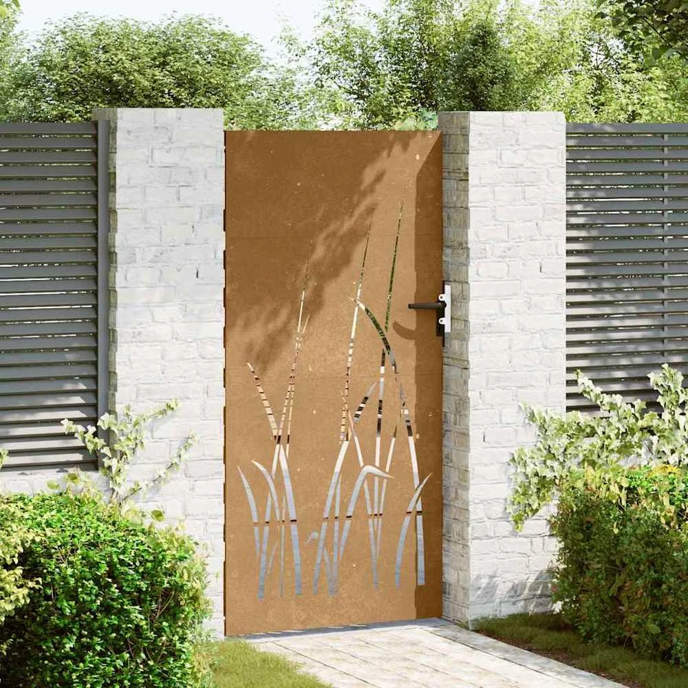 Sodo vartai, 85x175cm, corten plienas, žolės dizaino