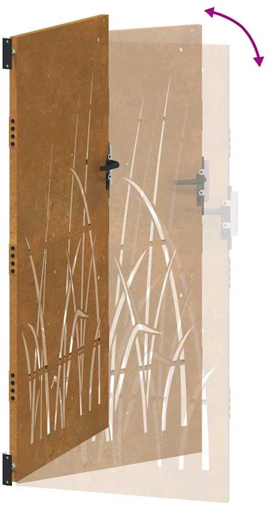 Sodo vartai, 85x175cm, corten plienas, žolės dizaino