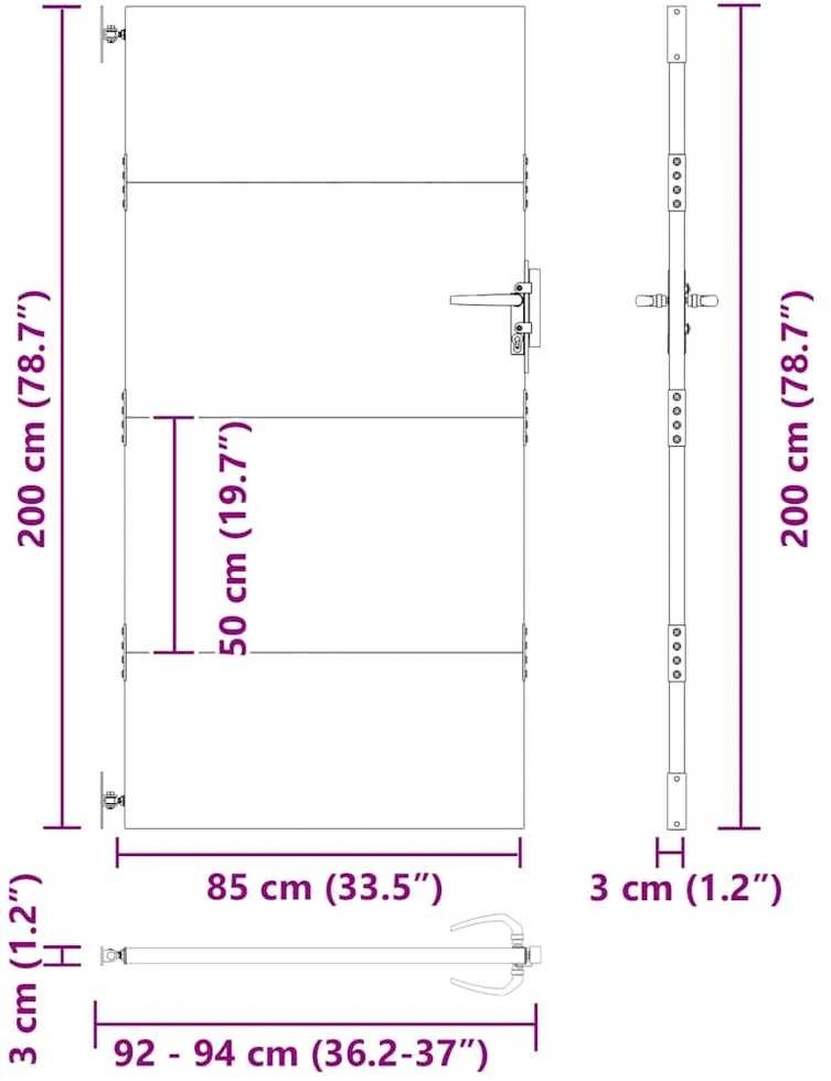 Sodo vartai, 85x200cm, corten plienas