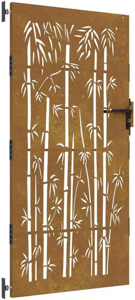 Sodo vartai, 85x200cm, corten plienas, bambuko dizaino