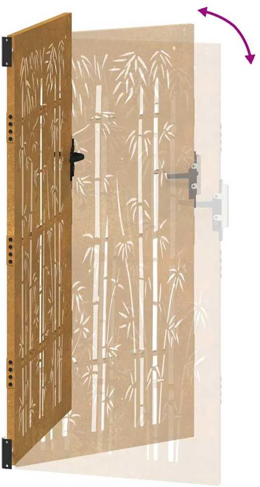 Sodo vartai, 85x200cm, corten plienas, bambuko dizaino