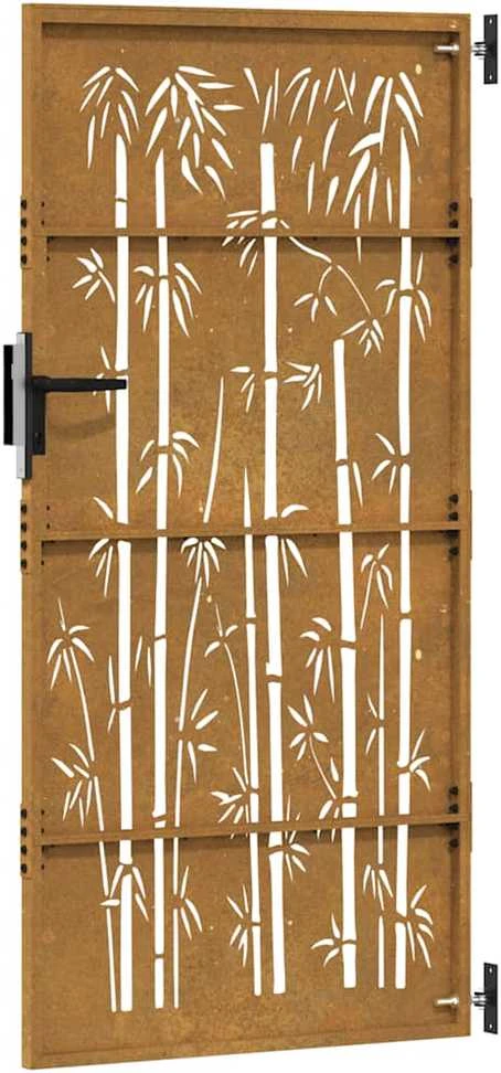 Sodo vartai, 85x200cm, corten plienas, bambuko dizaino