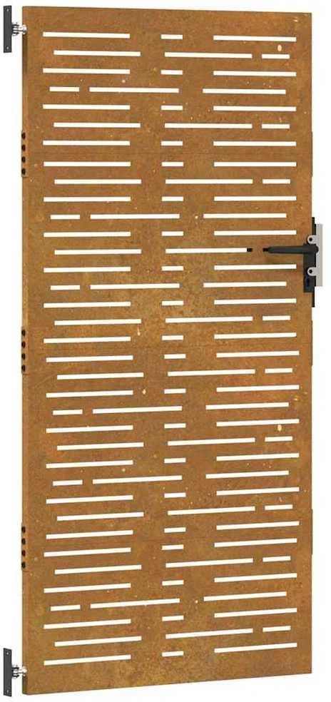 Sodo vartai, 85x200cm, corten plienas, kvadratų dizaino