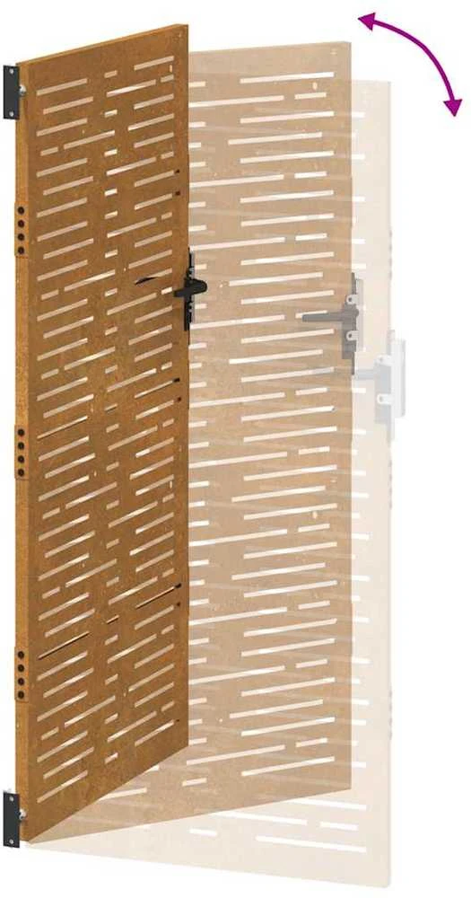 Sodo vartai, 85x200cm, corten plienas, kvadratų dizaino