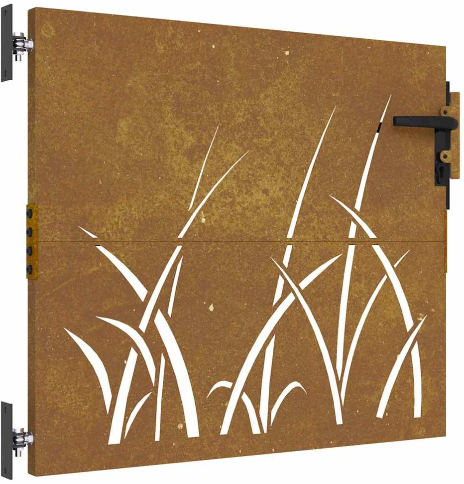 Sodo vartai, 85x75cm, corten plienas, žolės dizaino
