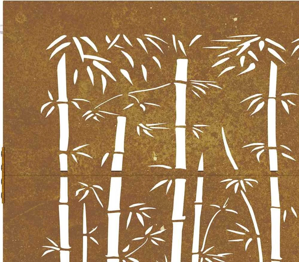 Sodo vartai, 85x75cm, corten plienas, bambuko dizaino