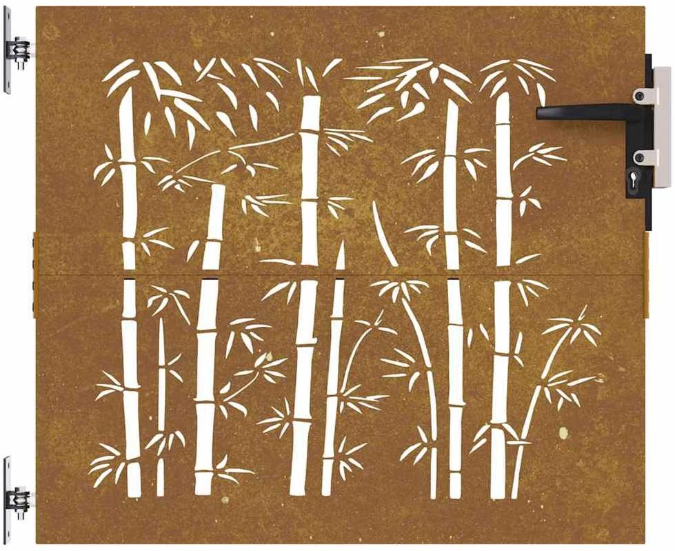Sodo vartai, 85x75cm, corten plienas, bambuko dizaino