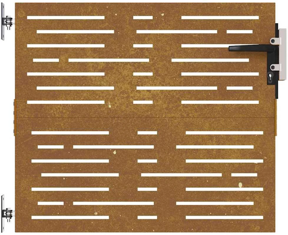 Sodo vartai, 85x75cm, corten plienas, kvadratų dizaino