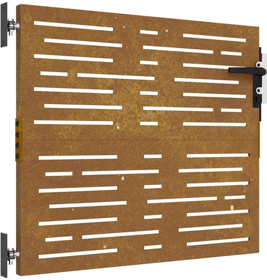 Sodo vartai, 85x75cm, corten plienas, kvadratų dizaino