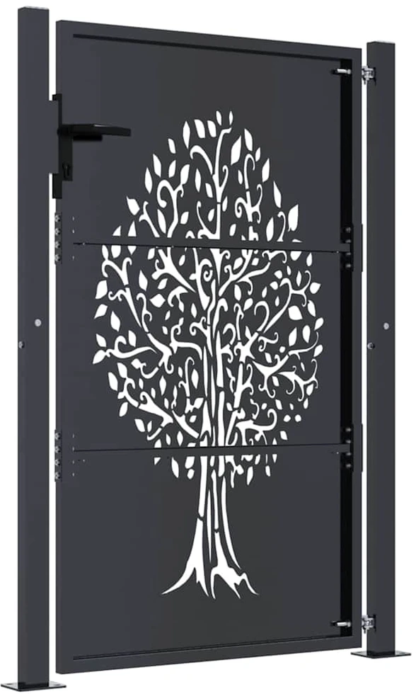 Sodo vartai, antracito, 105x155cm, plienas, medžio dizaino