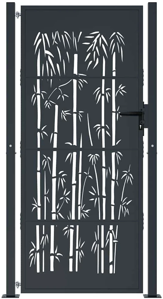 Sodo vartai, antracito, 105x205cm, plienas, bambuko dizaino