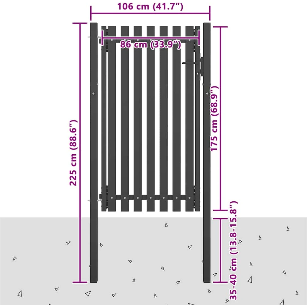Sodo vartai, antracito spalvos, 1x2,25m, plienas