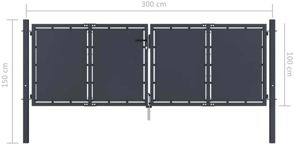 Sodo vartai, antracito spalvos, 300x100cm, plienas