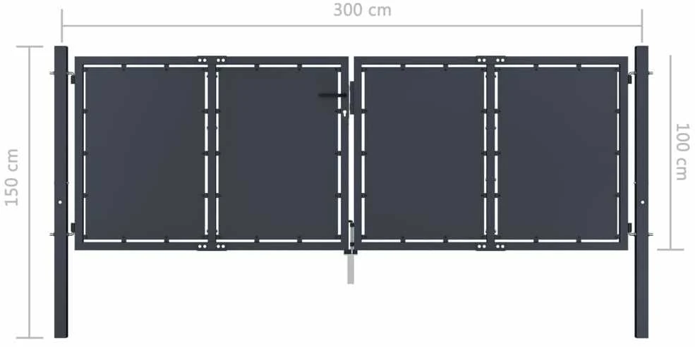 Sodo vartai, antracito spalvos, 300x100cm, plienas