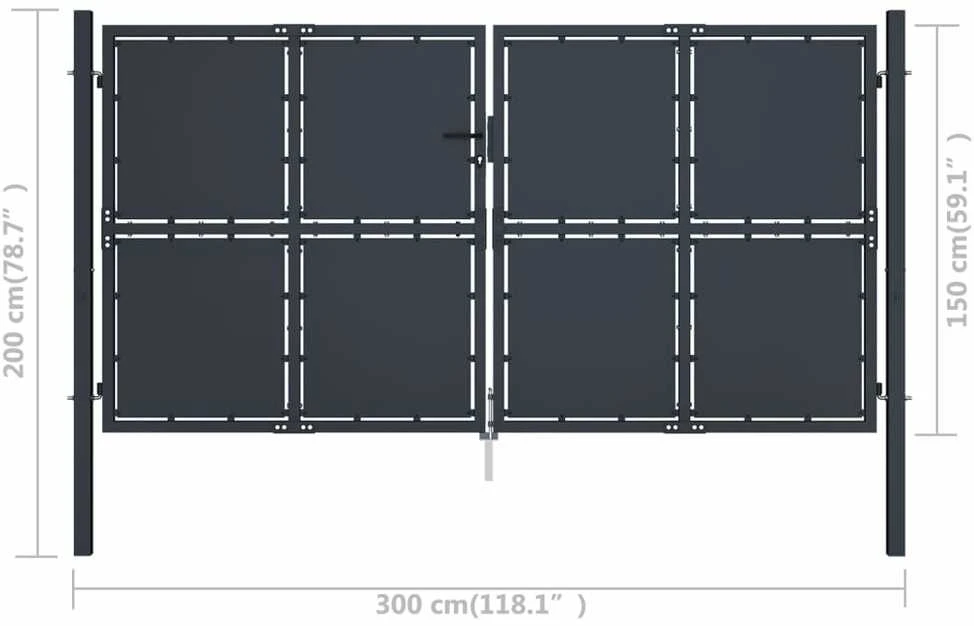 Sodo vartai, antracito spalvos, 300x150cm, plienas