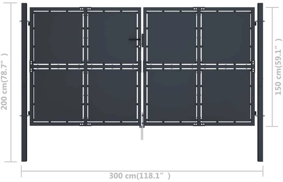 Sodo vartai, antracito spalvos, 300x150cm, plienas