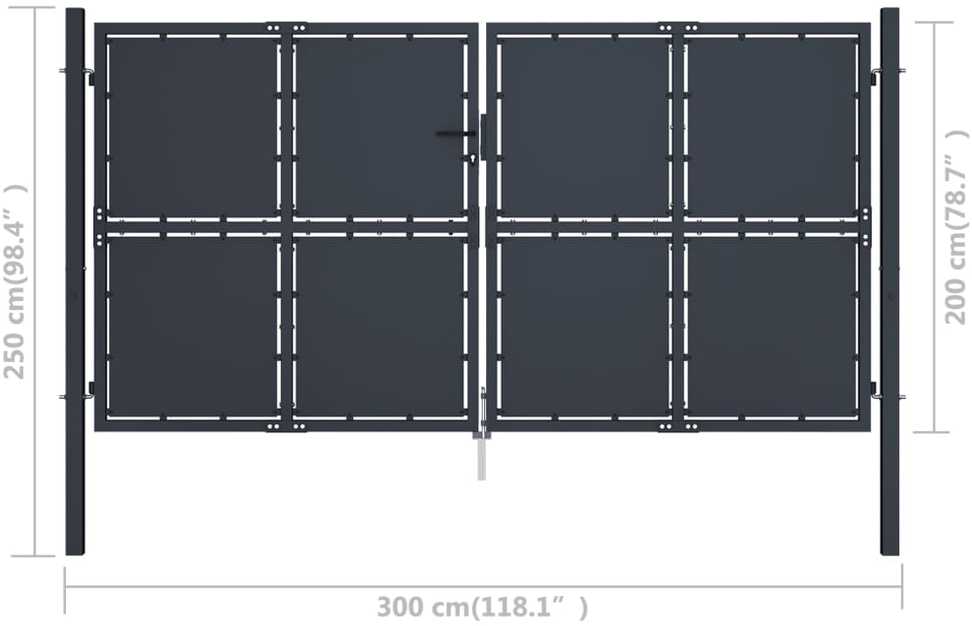 Sodo vartai, antracito spalvos, 300x200cm, plienas