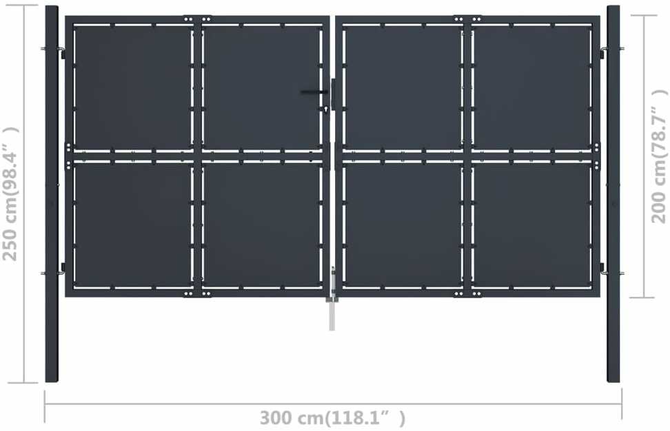 Sodo vartai, antracito spalvos, 300x200cm, plienas