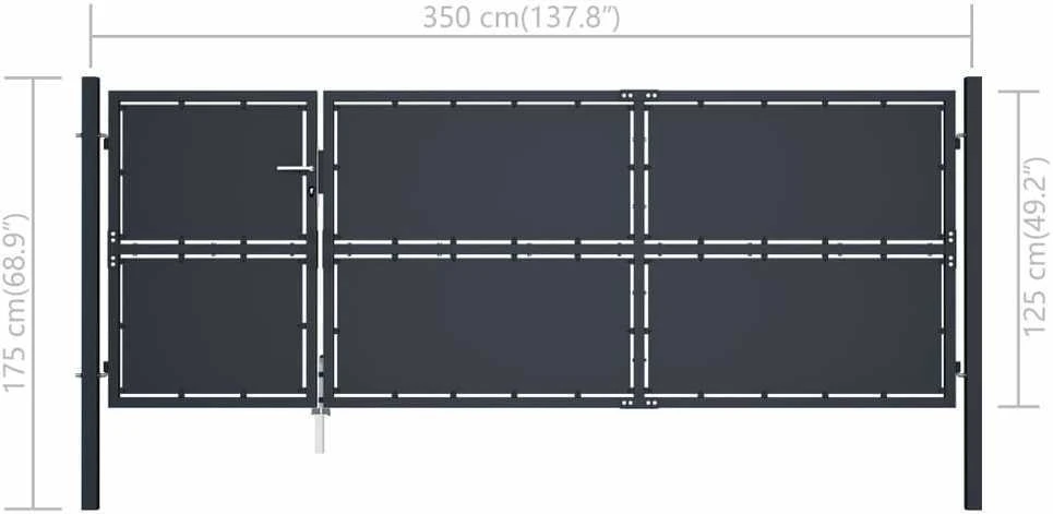 Sodo vartai, antracito spalvos, 350x125cm, plienas